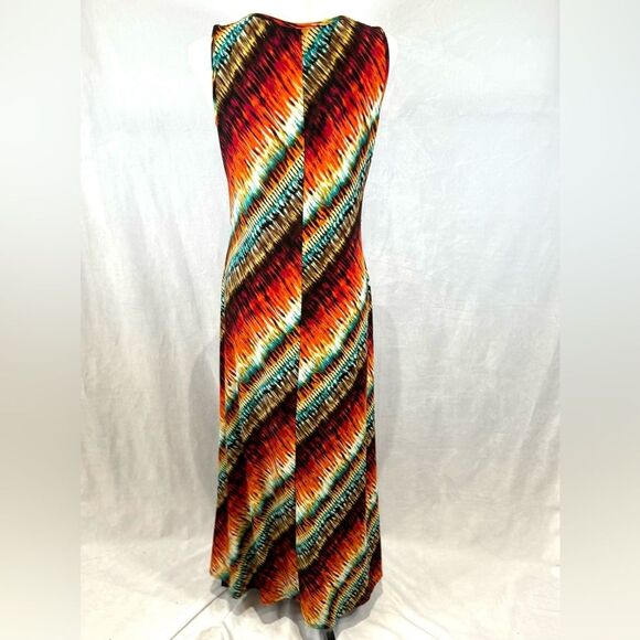 Colorful copper rust and turquoise abstract print maxi dress size medium - Picture 4 of 4